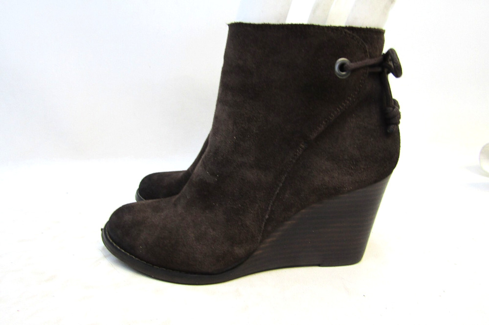 Lucky Brand Womens Size 7.5 M Brown Suede Wedge Ankle Fashion Boots Bootie